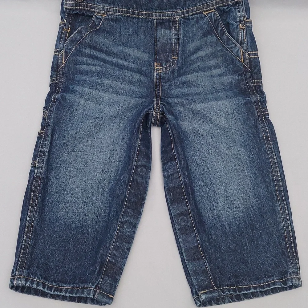 OshKosh B'gosh Jean Overalls Size 18 Months Dark Blue Denim w/ Logo